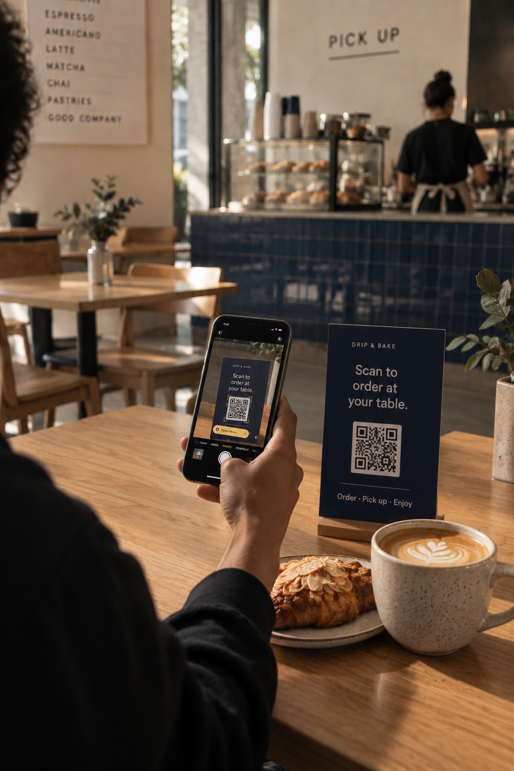 Person scanning a QR code