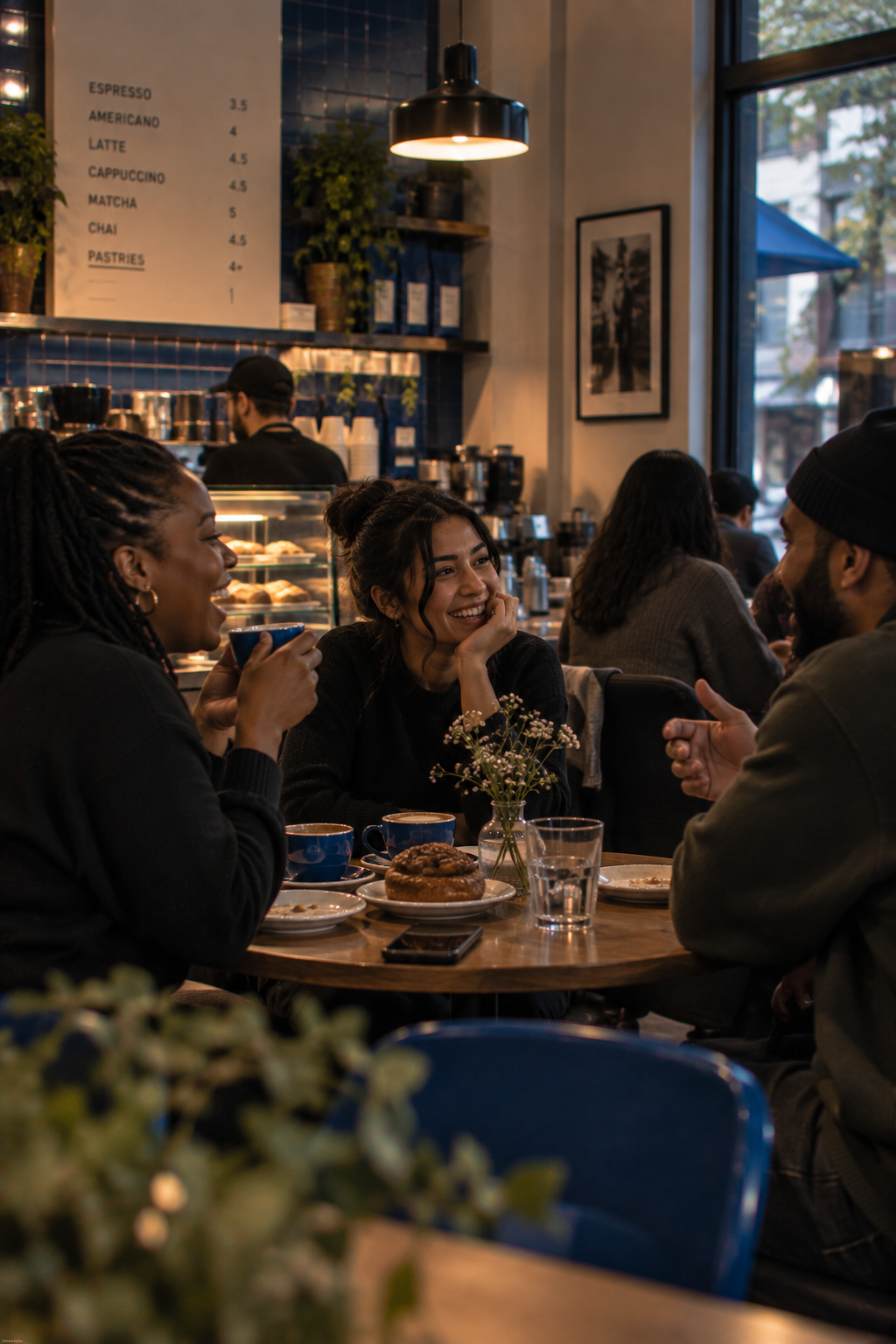 friends sitting in a cafe